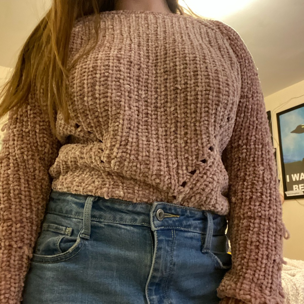 Pink fluffy crewneck